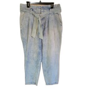 NY & Co 100% cotton light blue denim ruffle waist pants size 12 NEW W/TAGS